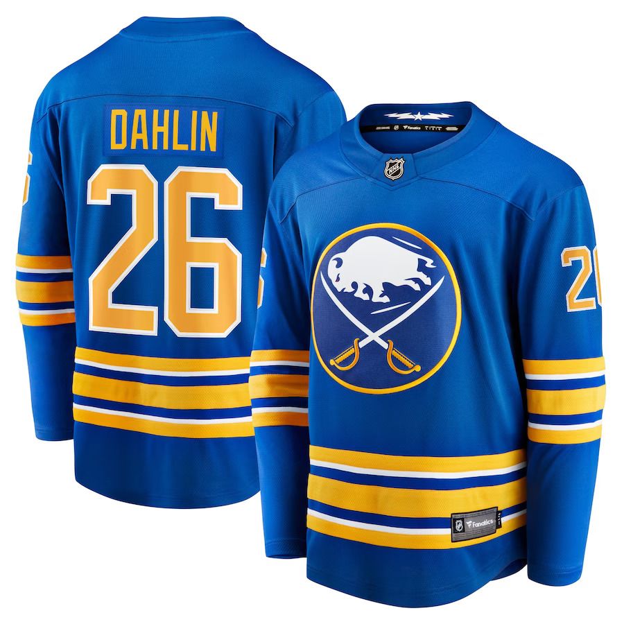 Men Buffalo Sabres 26 Rasmus Dahlin Fanatics Branded Royal Home Premier Breakaway Player NHL Jersey